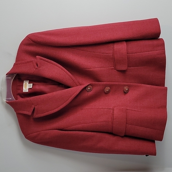 Vintage Talbots Cranberry Red Shetland Wool Blazer - Picture 5 of 10